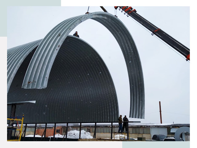 Полукруглые ангары в Шарыпово